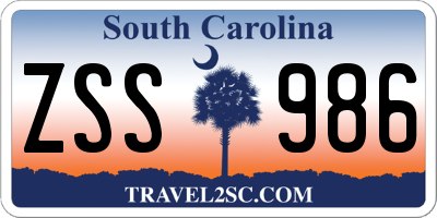 SC license plate ZSS986