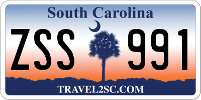 SC license plate ZSS991