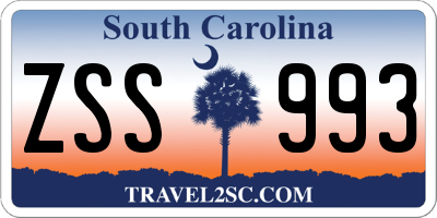 SC license plate ZSS993