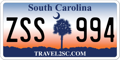 SC license plate ZSS994