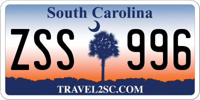 SC license plate ZSS996