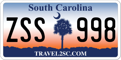 SC license plate ZSS998