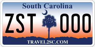 SC license plate ZST000