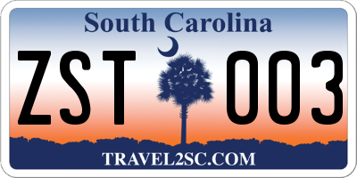 SC license plate ZST003