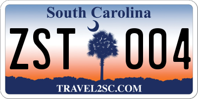 SC license plate ZST004