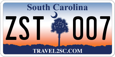 SC license plate ZST007