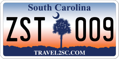 SC license plate ZST009