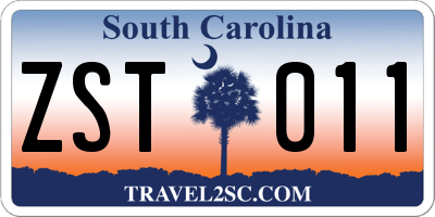 SC license plate ZST011