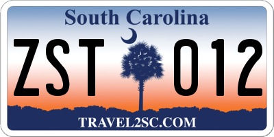 SC license plate ZST012