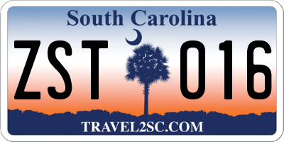 SC license plate ZST016