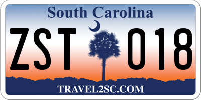 SC license plate ZST018