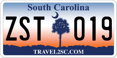 SC license plate ZST019