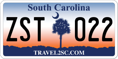 SC license plate ZST022