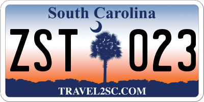 SC license plate ZST023