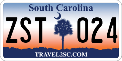 SC license plate ZST024