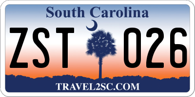 SC license plate ZST026