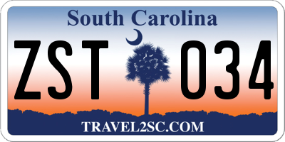 SC license plate ZST034