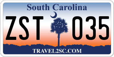 SC license plate ZST035