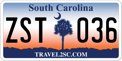 SC license plate ZST036