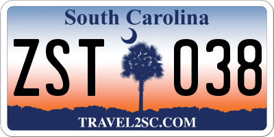 SC license plate ZST038