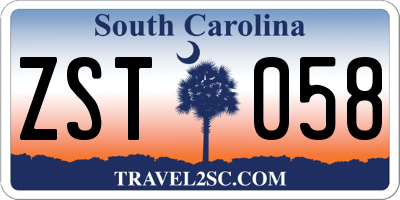 SC license plate ZST058