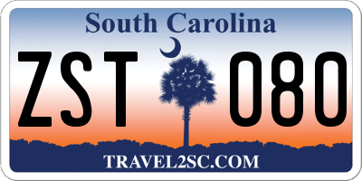 SC license plate ZST080