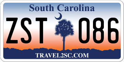 SC license plate ZST086
