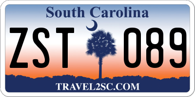 SC license plate ZST089