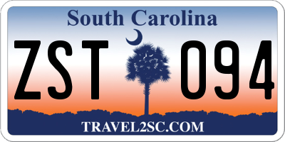 SC license plate ZST094