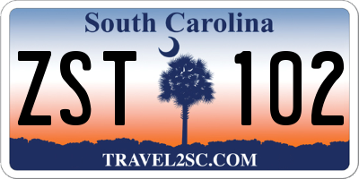SC license plate ZST102