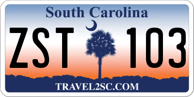 SC license plate ZST103