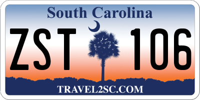 SC license plate ZST106