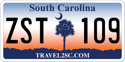 SC license plate ZST109