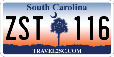 SC license plate ZST116