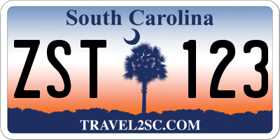 SC license plate ZST123