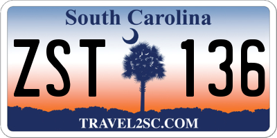 SC license plate ZST136