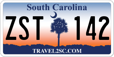 SC license plate ZST142