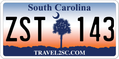 SC license plate ZST143
