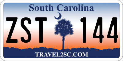 SC license plate ZST144