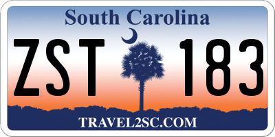SC license plate ZST183