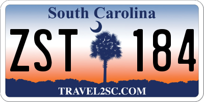 SC license plate ZST184