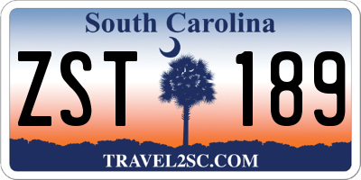 SC license plate ZST189