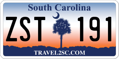 SC license plate ZST191