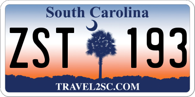 SC license plate ZST193