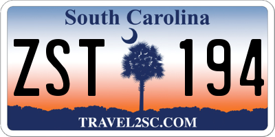 SC license plate ZST194