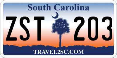 SC license plate ZST203