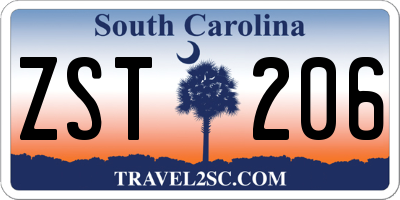 SC license plate ZST206
