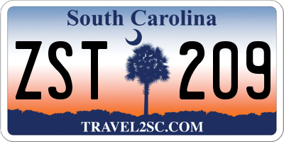 SC license plate ZST209