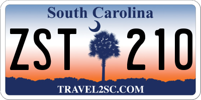 SC license plate ZST210
