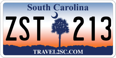 SC license plate ZST213